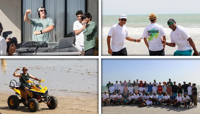 پی ایس ایل 11 میں ریسٹ ڈے پر راولپنڈیز کی کراچی کے ساحل پر پکنک